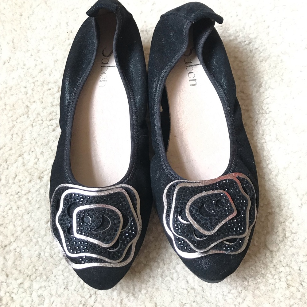 NEW SABON Black Ballet Flats with Wedges size US 7